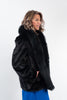 Image of Rippe's Furs Long Hair Mink Fur Stroller with Fox Fur Tuxedo - Black