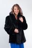 Image of Rippe's Furs Long Hair Mink Fur Stroller with Fox Fur Tuxedo - Black