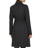 Image of Cole Haan Wide Collar Belted Wool Blend Wrap Coat - Charcoal