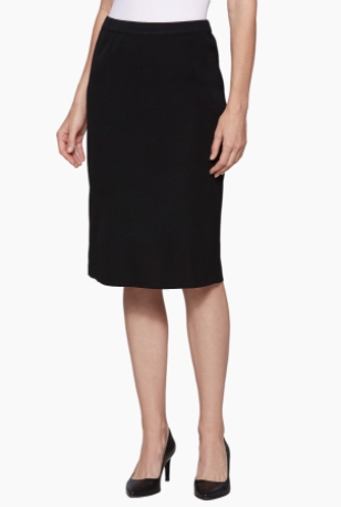 Ming Wang Below the Knee Straight Knit Skirt - Black