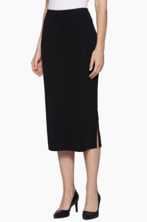 Ming Wang Straight Knit Midi Skirt - Black