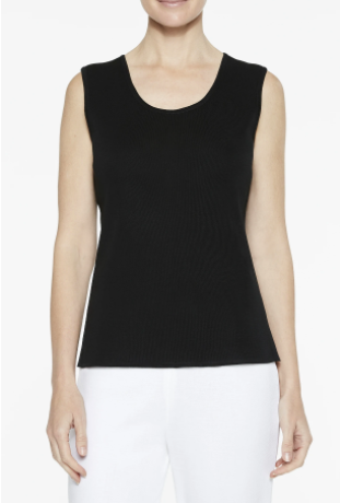 Ming Wang Long Scoop Neck Knit Tank - Black