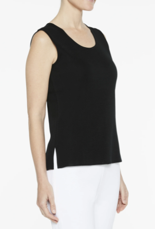 Ming Wang Long Scoop Neck Knit Tank - Black