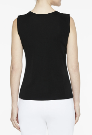 Ming Wang Long Scoop Neck Knit Tank - Black