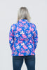 Image of Lulu-B 3/4 Sleeve Polo Collar Floral Print Top - Blue/Pink/Multicolor