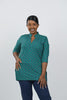 Image of Lulu-B Geometric Print Button V-Neck Tunic - Green/Navy