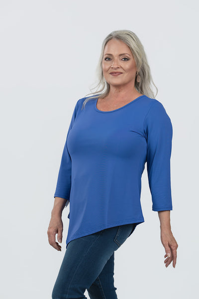 Lulu-B Scoop Neck Point Hem Top - Sapphire