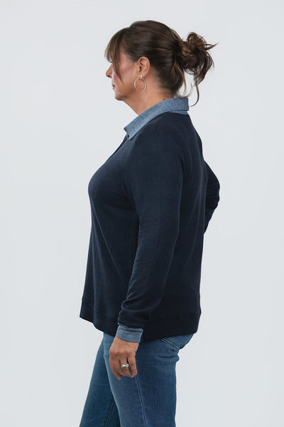 Nally & Millie Contrast Trim Polo Top - Midnight/Seaport