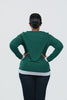 Image of Nally & Millie Contrast Accented Long Sleeve Crew Neck Top - Forest Green