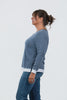 Image of Nally & Millie Contrast Accented Long Sleeve Crew Neck Top - Seaport Blue
