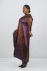 Image of IC Collection 3/4 Sleeve Mock Neck Swing Dress - Orange/Fuchsia