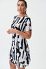 Image of Joseph Ribkoff Short Sleeve Geometric Print A-Line Dress - Vanilla/Multicolor