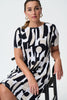 Image of Joseph Ribkoff Short Sleeve Geometric Print A-Line Dress - Vanilla/Multicolor