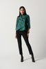 Image of Joseph Ribkoff Textured Jacquard Single Button Swing Jacket - Green