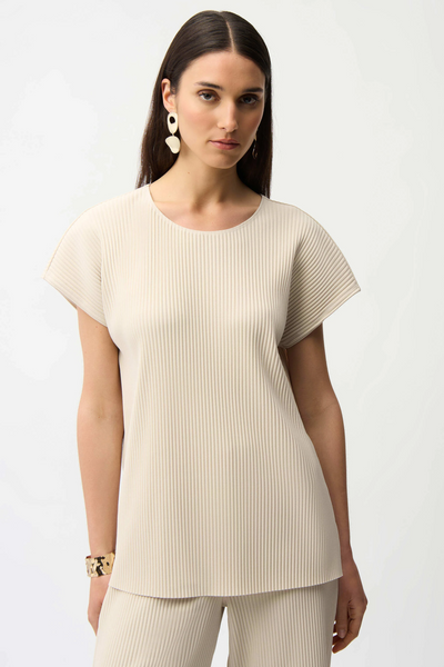Joseph Ribkoff Pleated Scuba Crepe Boxy Top - Moonstone