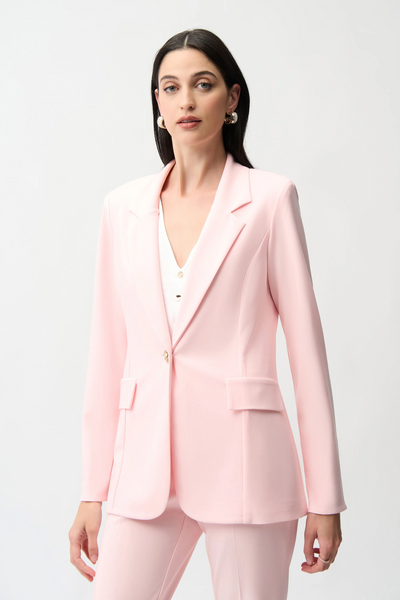 Joseph Ribkoff Silky Knit Fitted Blazer With Statement Button - Petal Pink