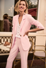 Image of Joseph Ribkoff Silky Knit Fitted Blazer With Statement Button - Petal Pink