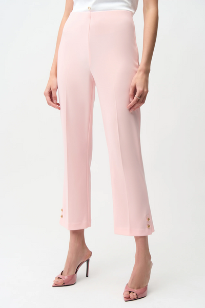 Joseph Ribkoff Silky Knit Crop Pull On Pant With Statement Gold Buttons - Petal Pink