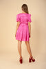 Image of Hale Bob Balloon Sleeve Belted Charmeuse Baby Doll Dress - Raspberry