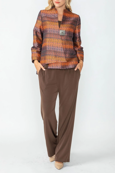 IC Collection One Button Jacquard Swing Jacket - Orange