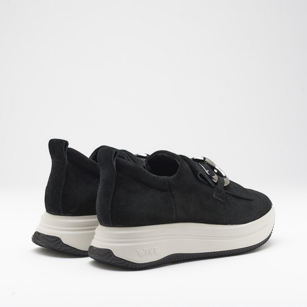 Softwaves Cadie Slip On Leather Platform Sneaker - Black – Rippe's