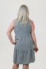 Image of Steven Guy Sleeveless Half Button Front Closure Tiered Gingham Dress - Black/White