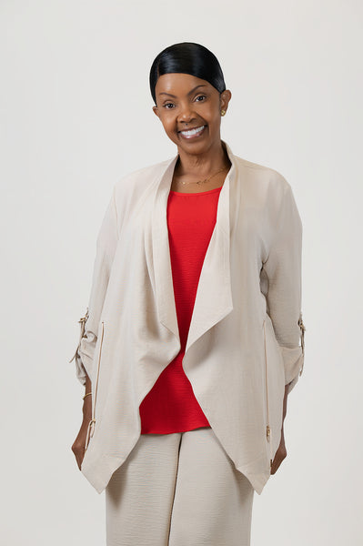 Steven Guy Open Front Airflow Drape Jacket - Linen