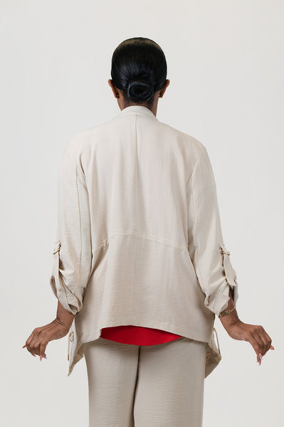 Steven Guy Open Front Airflow Drape Jacket - Linen