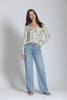 Image of APNY Apparel Button Front Long Sleeve Floral Print Blouse - White/Multicolor