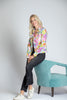 Image of APNY Apparel Watercolor Floral Print Denim Jacket - Multicolor
