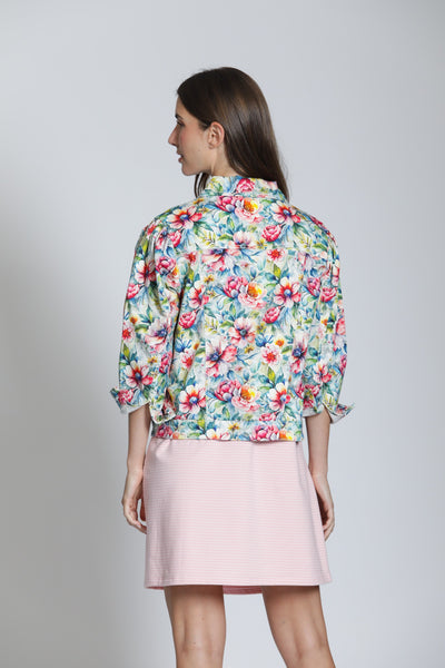 APNY Apparel Floral Print Jean Jacket - Multicolor