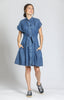 Image of APNY Apparel Short Sleeve Tie Front Lightweight Denim Dress - Light Indigo