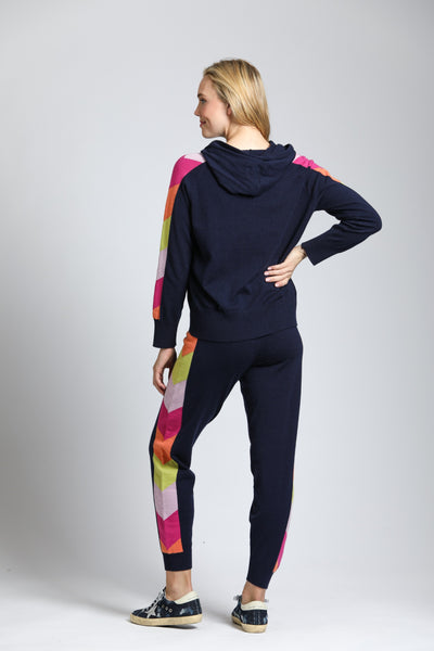 APNY Apparel Rainbow Sleeve Hoodie - Navy/Multicolor