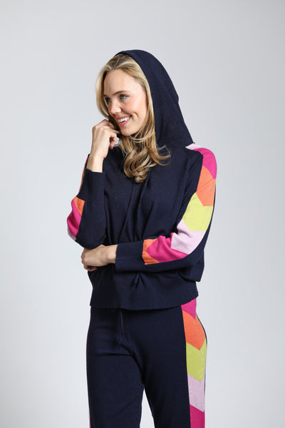 APNY Apparel Rainbow Sleeve Hoodie - Navy/Multicolor