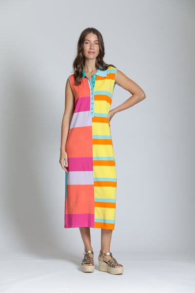 APNY Apparel Sleeveless Color Block Print Knit Dress - Multicolor