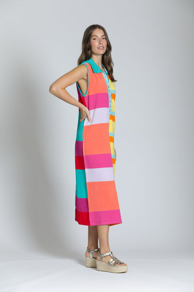 APNY Apparel Sleeveless Color Block Print Knit Dress - Multicolor