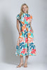 Image of APNY Apparel Short Sleeve Tie Front Floral Print Dress - White/Multicolor