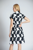 Image of APNY Apparel Short Sleeve Tie Front Abstract Dot Print Dress - Black/White