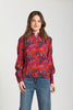 Image of APNY Apparel Floral Print Long Sleeve Button Detail Mock Neck Top - Multicolor