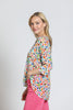 Image of APNY Apparel Summer Vibes Print V-Neck Tassel Detail Top - White/Multicolor