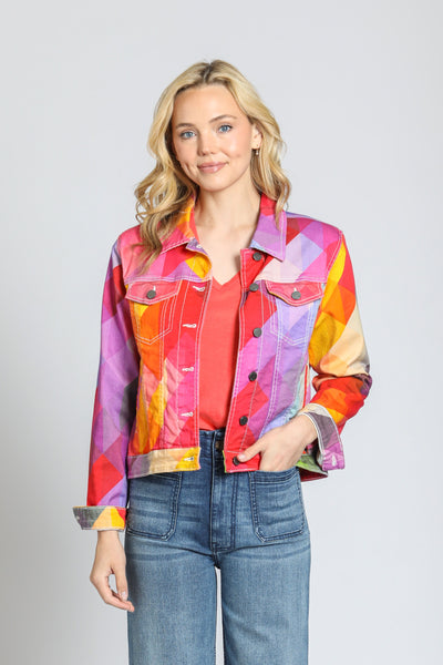 APNY Apparel Prism Print Jean Jacket - Multicolor