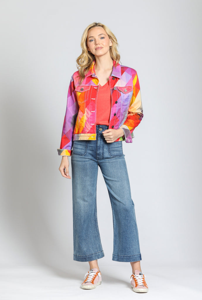 APNY Apparel Prism Print Jean Jacket - Multicolor