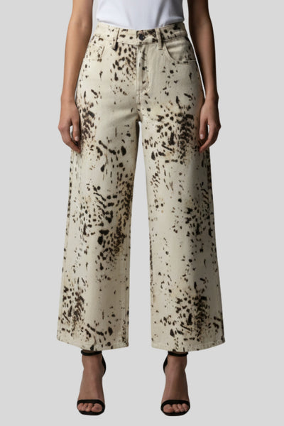 APNY Apparel Wide Leg Printed Jean - Speckled Bone