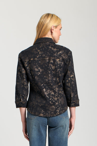 APNY Apparel Metallic Floral Jean Jacket - Multicolor
