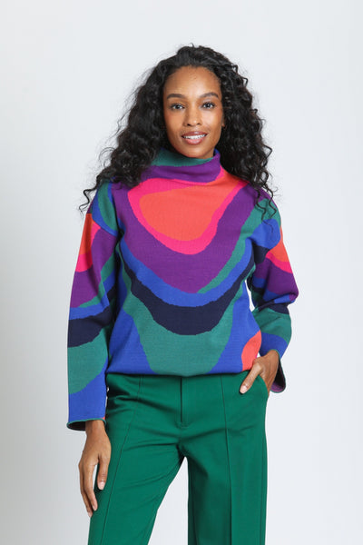 APNY Painted Glass Funnel Neck Sweater - Multicolor