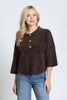 Image of APNY Apparel Eyelash Knit Pocket Polo Sweater - Chocolate Brown