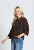 Image of APNY Apparel Eyelash Knit Pocket Polo Sweater - Chocolate Brown