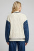 Image of APNY Apparel Mixed Media Cable Knit Cardigan - Indigo/Cream