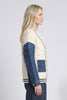 Image of APNY Apparel Mixed Media Cable Knit Cardigan - Indigo/Cream