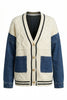 Image of APNY Apparel Mixed Media Cable Knit Cardigan - Indigo/Cream